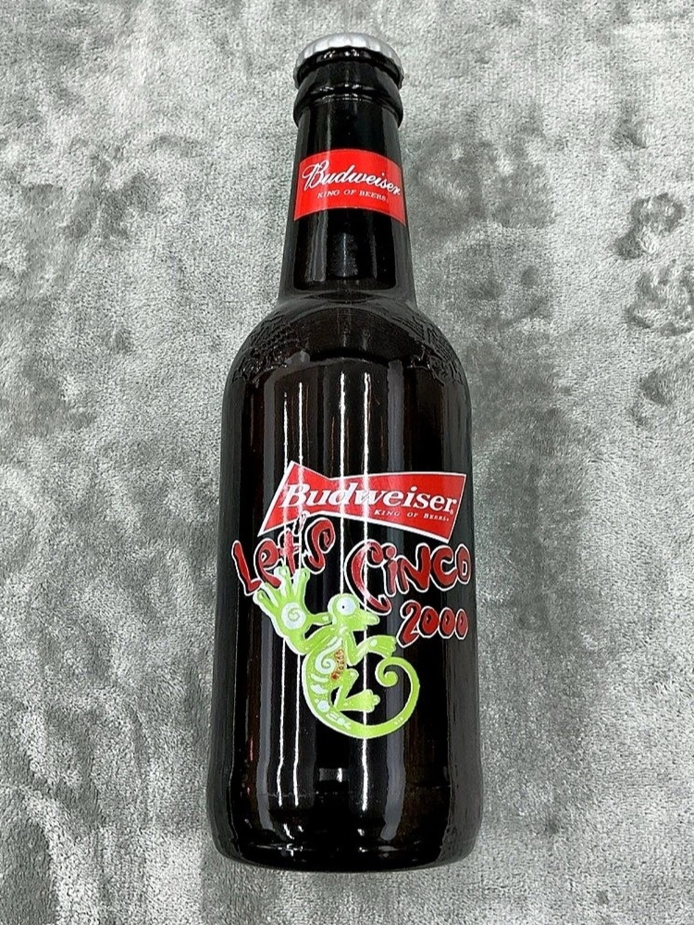 Budweiser 2000 Cinco de Mayo Large Beer Bottle 15" Tall Glass Embossed Empty